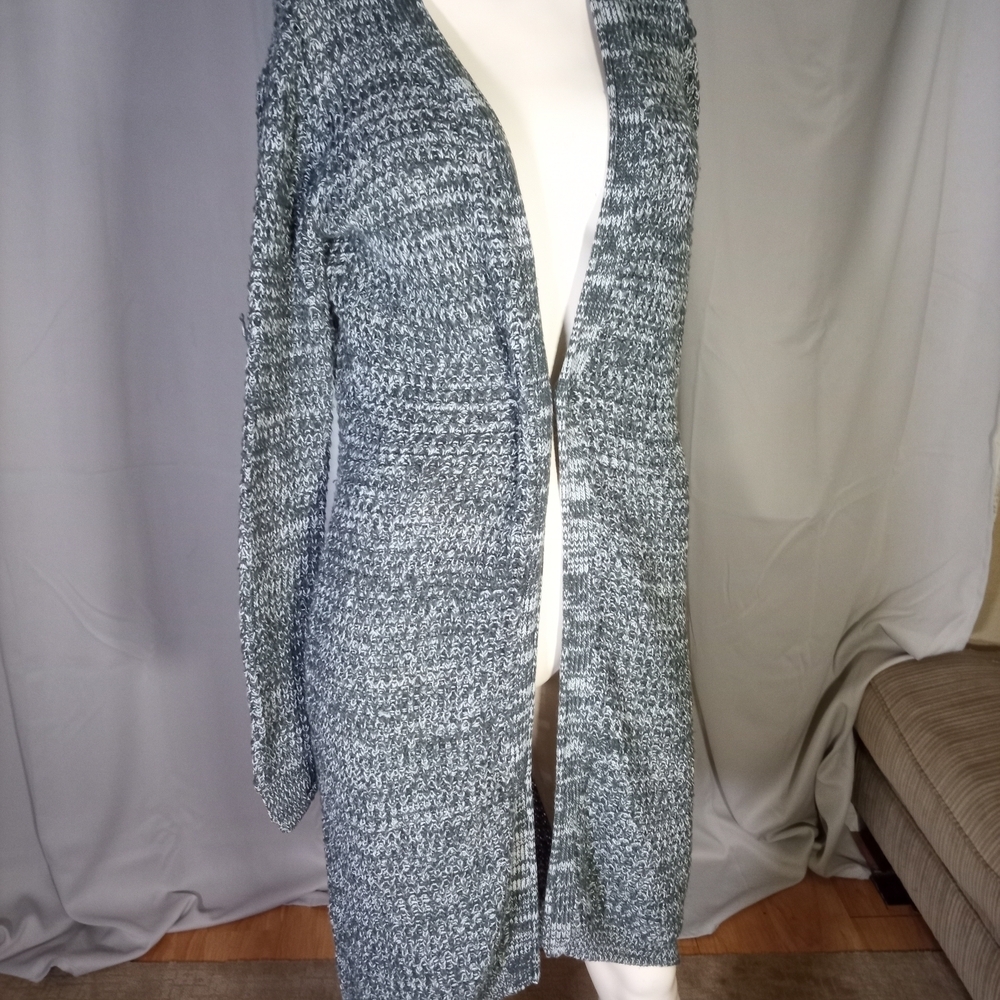 Gray Chunky Knit Open Front Cardigan
